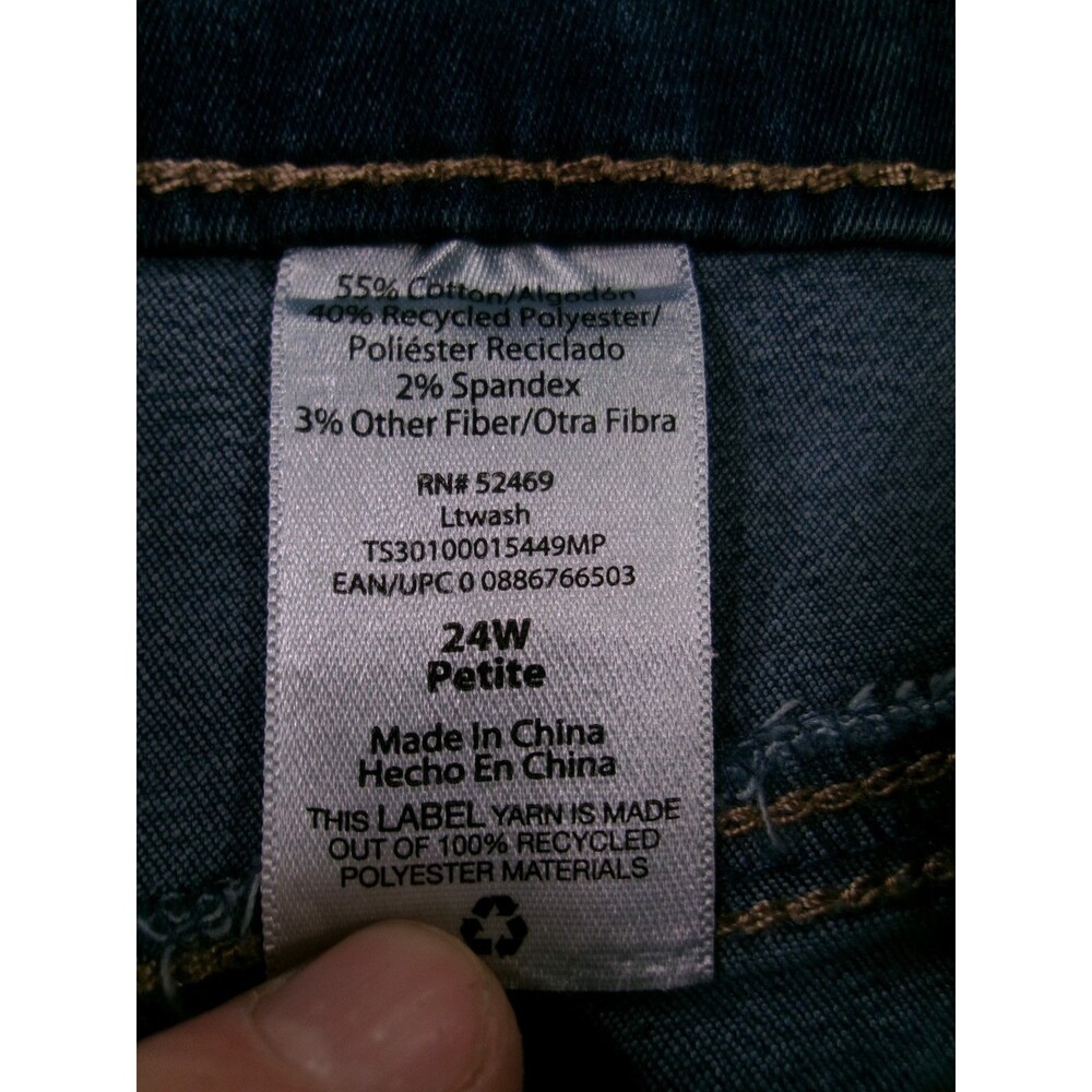 Terra Sky Jeans Women 24W Petite Blue Regular Straight High Rise Tummy Control - Picture 12 of 16